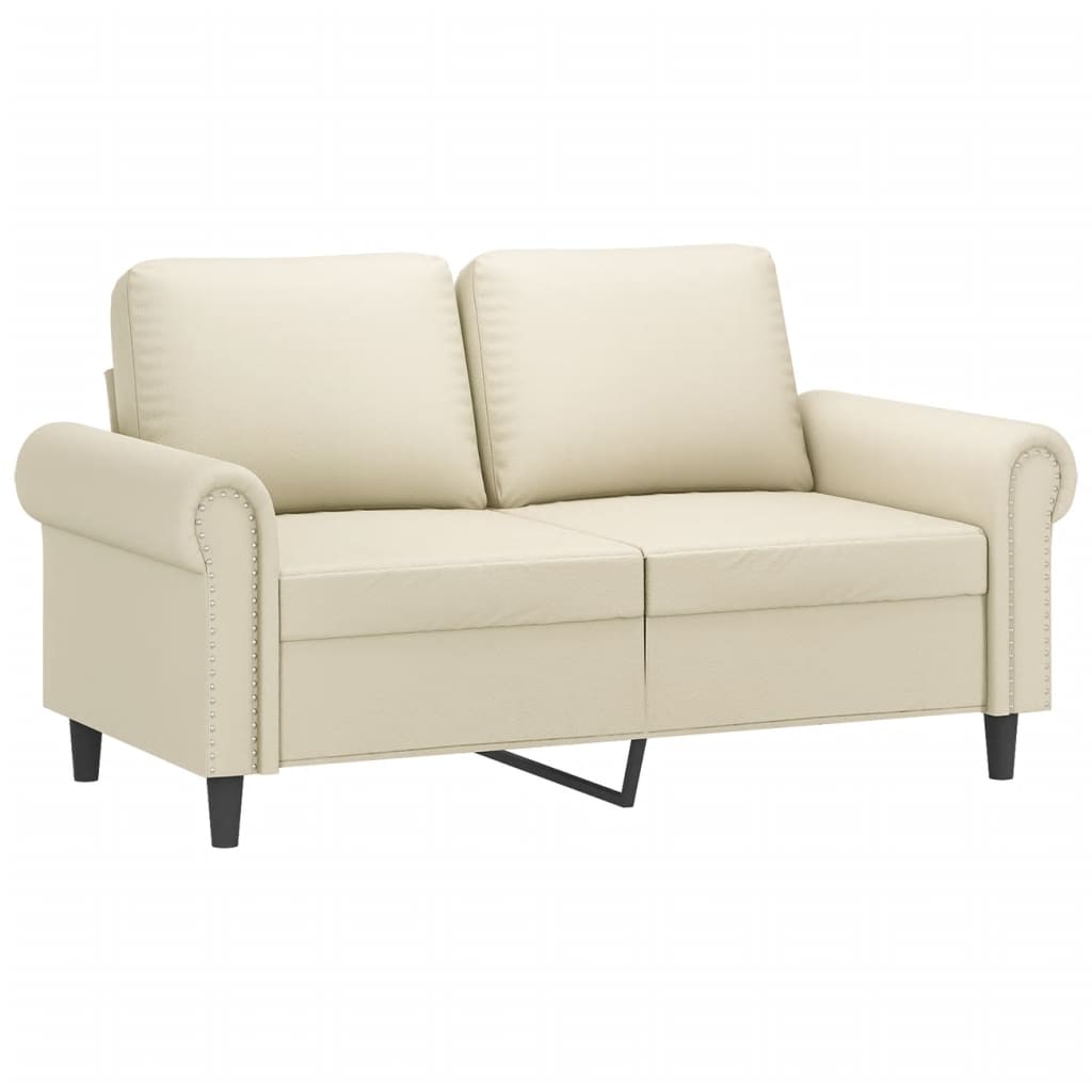 Sofá de 2 plazas | sofá de salón | sofá de descanso de cuero sintético color crema 120 cm cfw31256