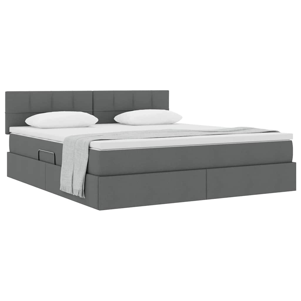 Lit avec rangement et matelas Gris foncé 160 x 200 cm Velours - 3