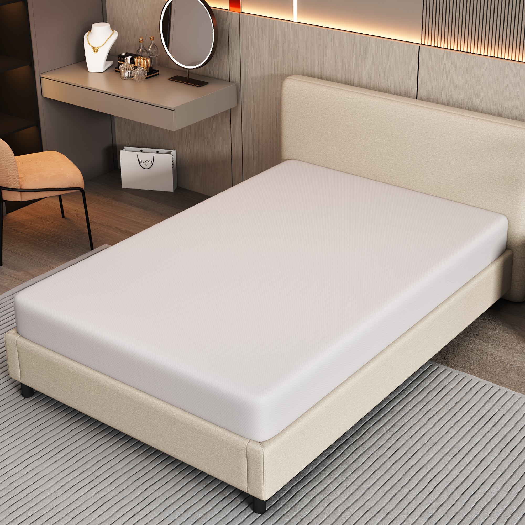 Materac 90 x 200 cm, pianka o grubości 16 cm - gąbka H3 - certyfikat Oeko-Tex - Biały - 4