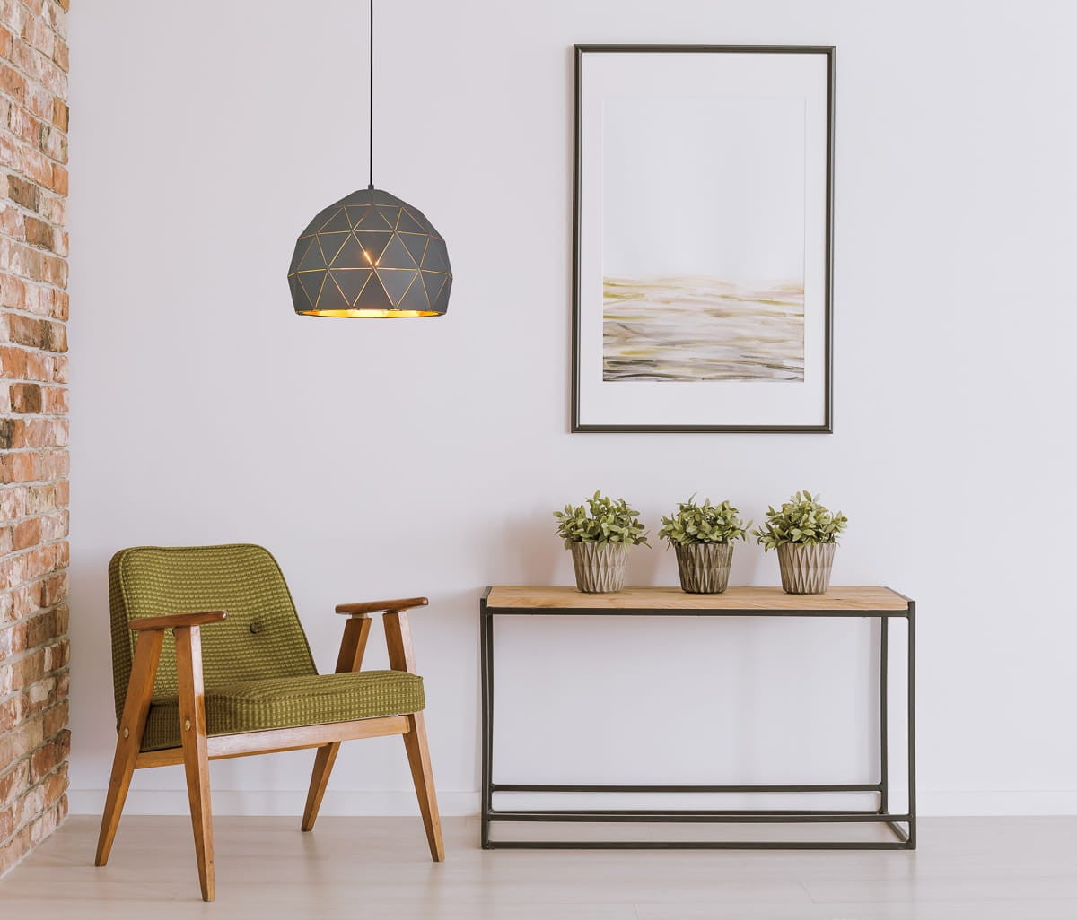 Suspension moderne Harley Champagne doré graphite - 3