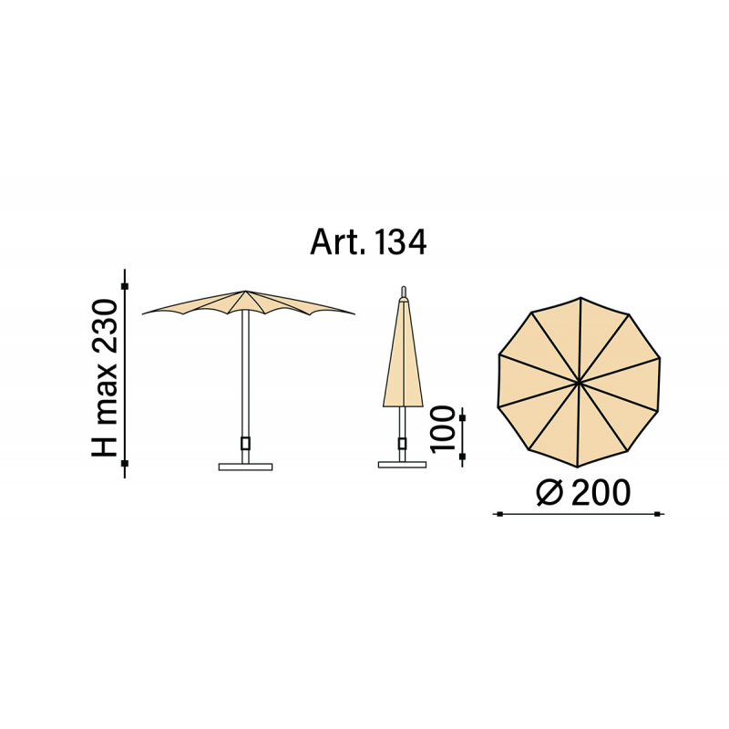 KRONOS OMBRELLONE POLIESTERE MAFFEI diametr0 250 cm - Antracite - 2