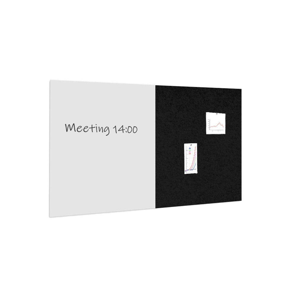 Paquete de pizarra / tablón de anuncios 100x200 cm - 1 pizarra + 1 panel acústico - negro