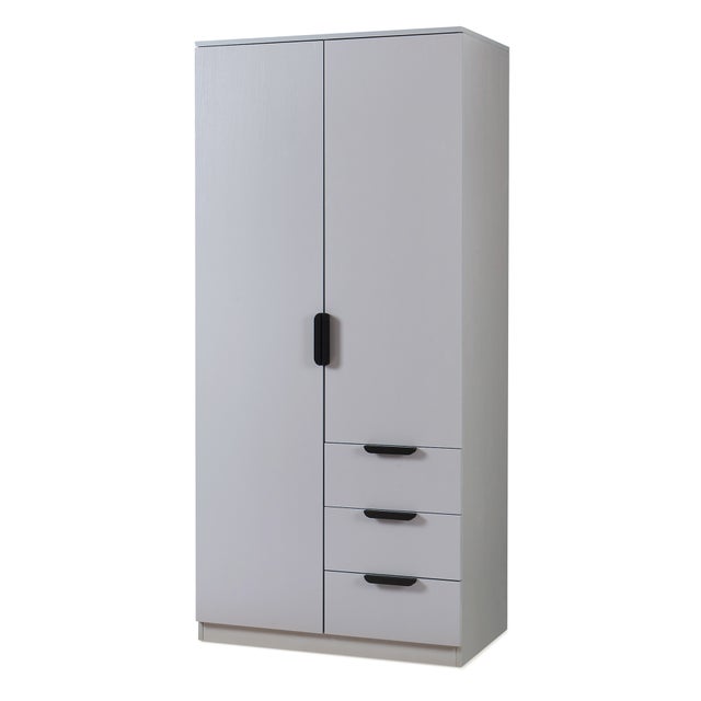 Armoire de chambre Eiselfing avec 4 étagères et 3 tiroirs 176 x 80 x 52 cm gris [en.casa]