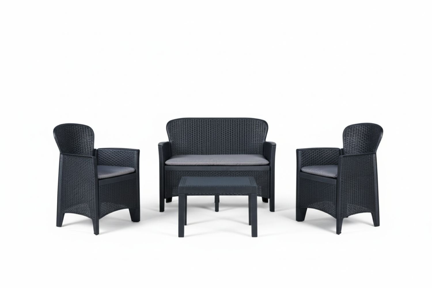 Salon bas de jardin en Plastique Noir 4 personnes - 6