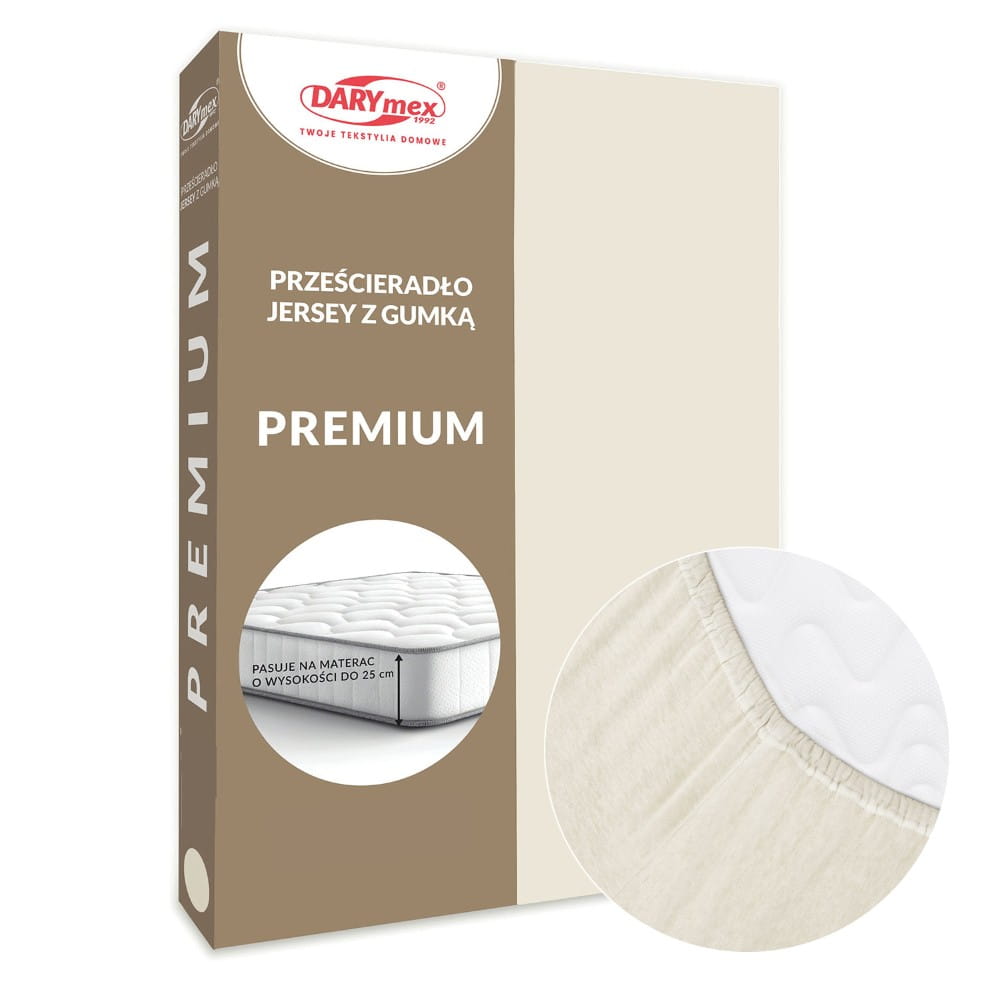 Prześcieradło jersey z gumką 160 x 200 kolor ecru PREMIUM - Darymex