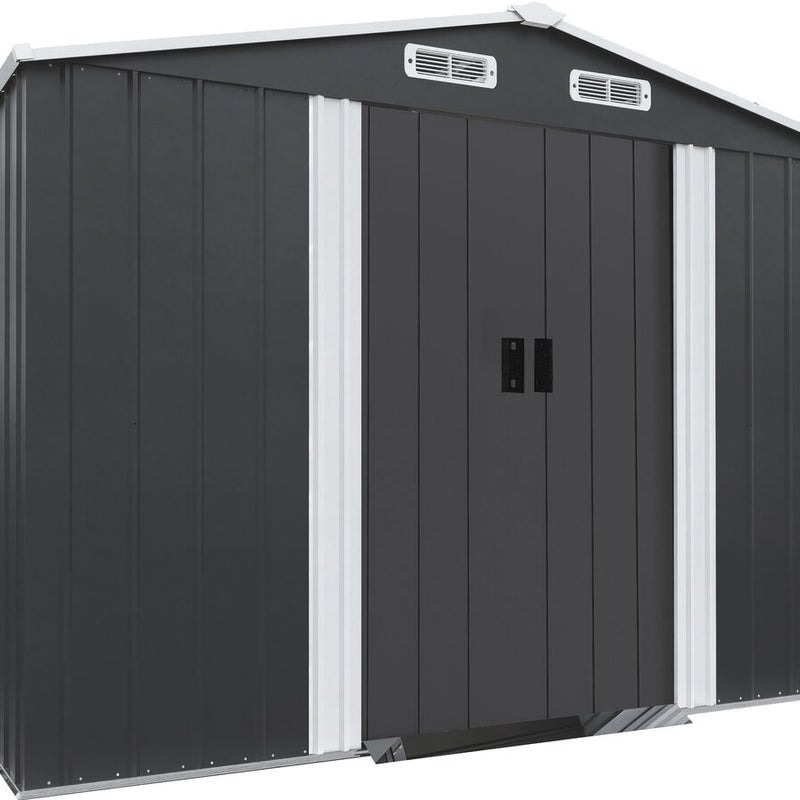 Metalowa szopa ogrodowa "Boston" z przesuwanymi drzwiami - 8 m² - Szara
