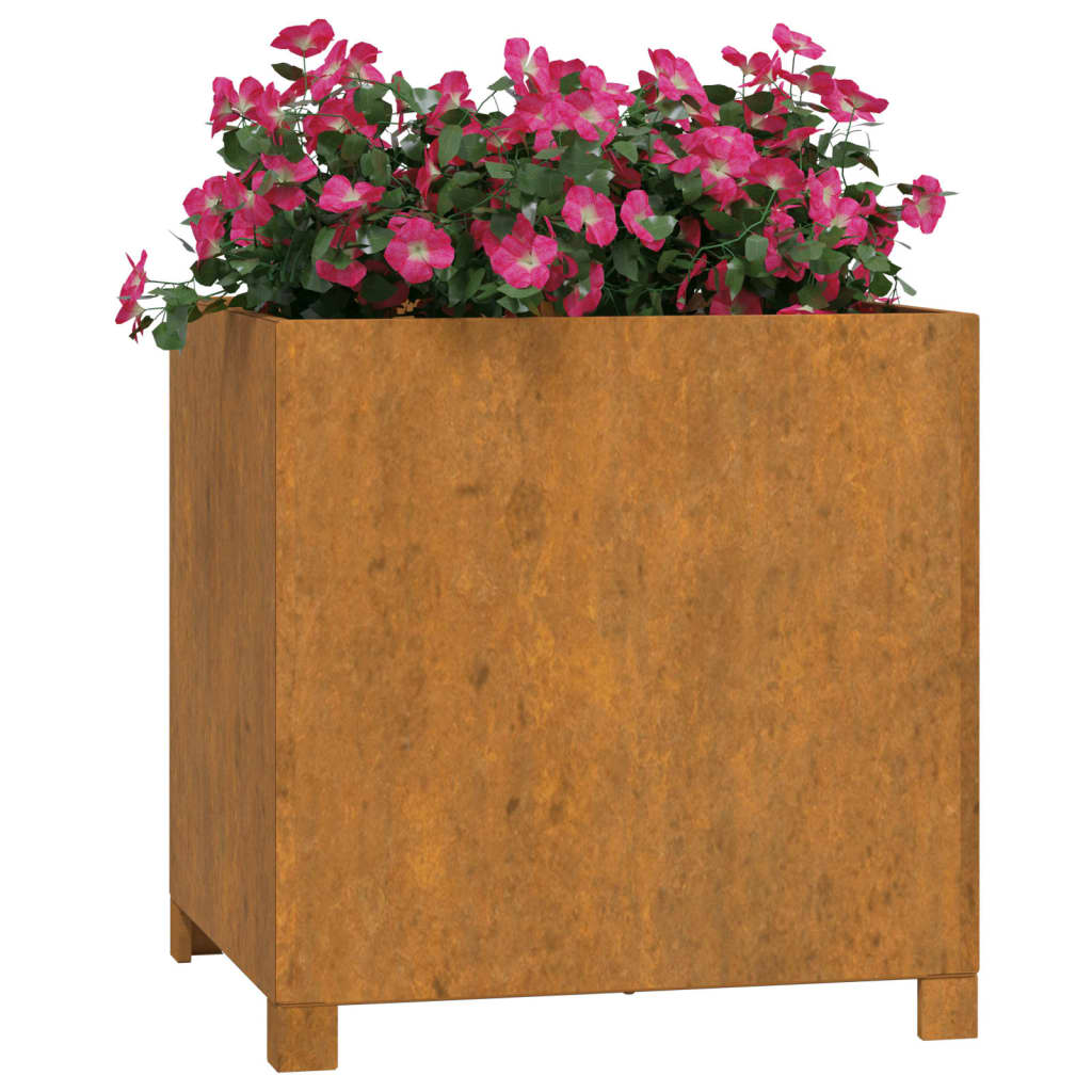 Jardinière - Bac à fleurs - Pot de fleurs avec pieds Rouillé 49x47x50 cm acier corten Couleur évolue n426l - 3