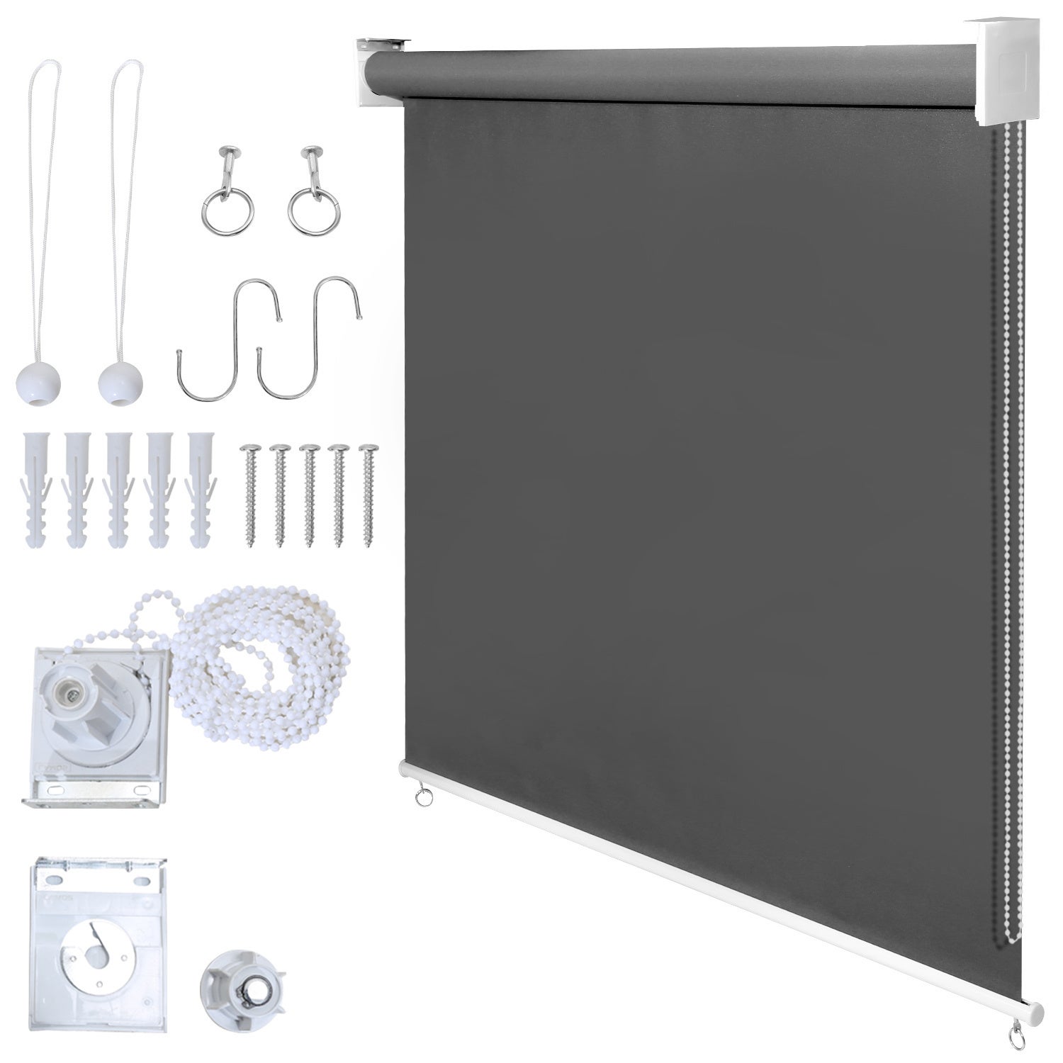Roleta Pionowa 100x140 cm na Balkon Brise Vista Tela Wodoodporna Ociemniająca 80% Ciemnoszary Fixation