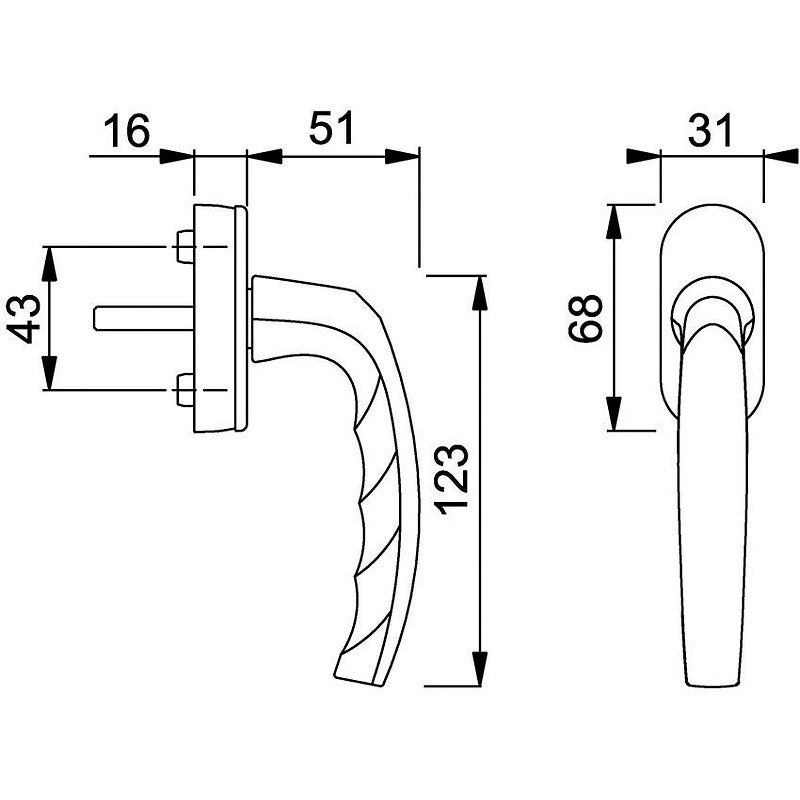 Poignée oscillo-battante Atlanta Secustik 0530/US952 HOPPE - Carré variofit 9/19mm vis 30/35mm - Blanc 9010 - 10804379 - 2