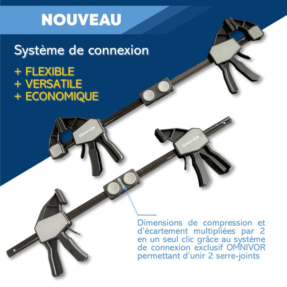Wolfcraft 8662060 Lot Serre-Joints à Une Main PRO - Force De Serrage Jusqu'à 250 Kg