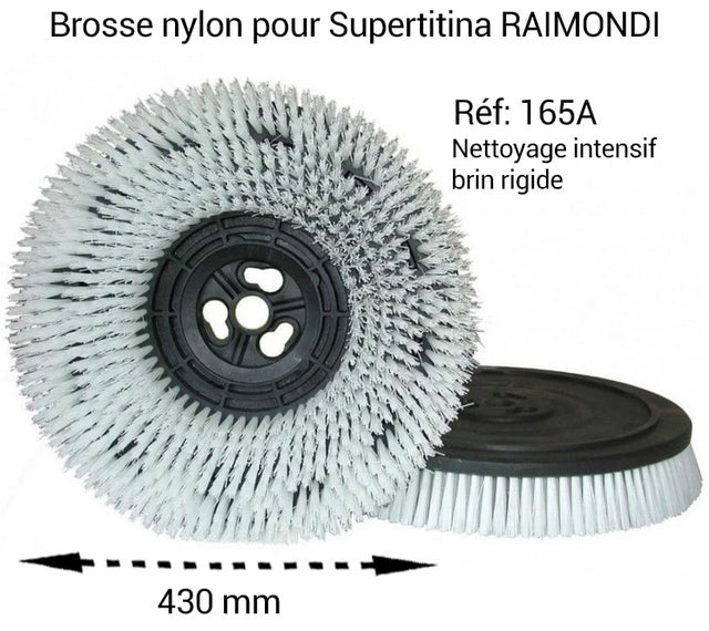 Plateau avec brosse nylon rigide 430 mm 165A pour Monobrosses RAIMONDI Supertitina