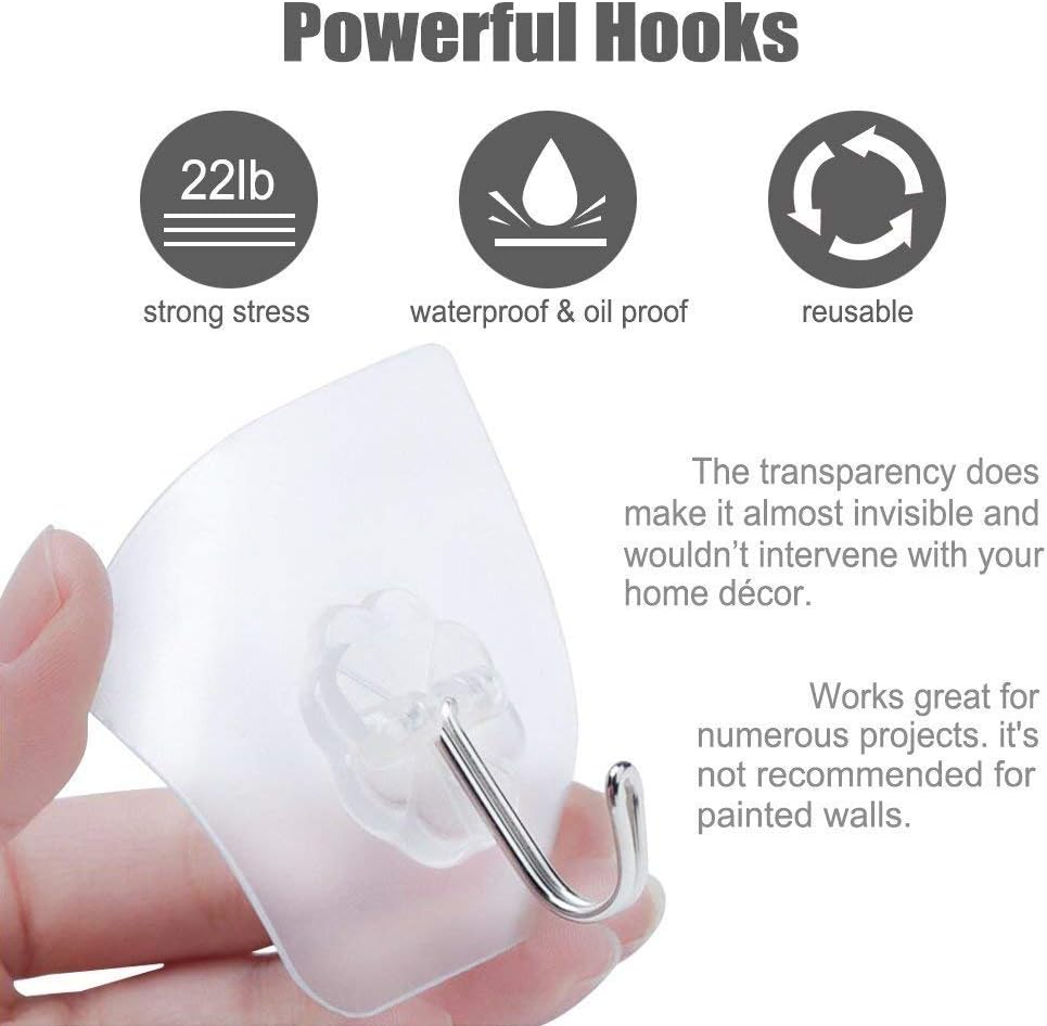 Crochets Autocollants Plafond Salle De Bain - 2 Pièces Acier Inoxydable - Sans Perçage - Support 2,5kg
