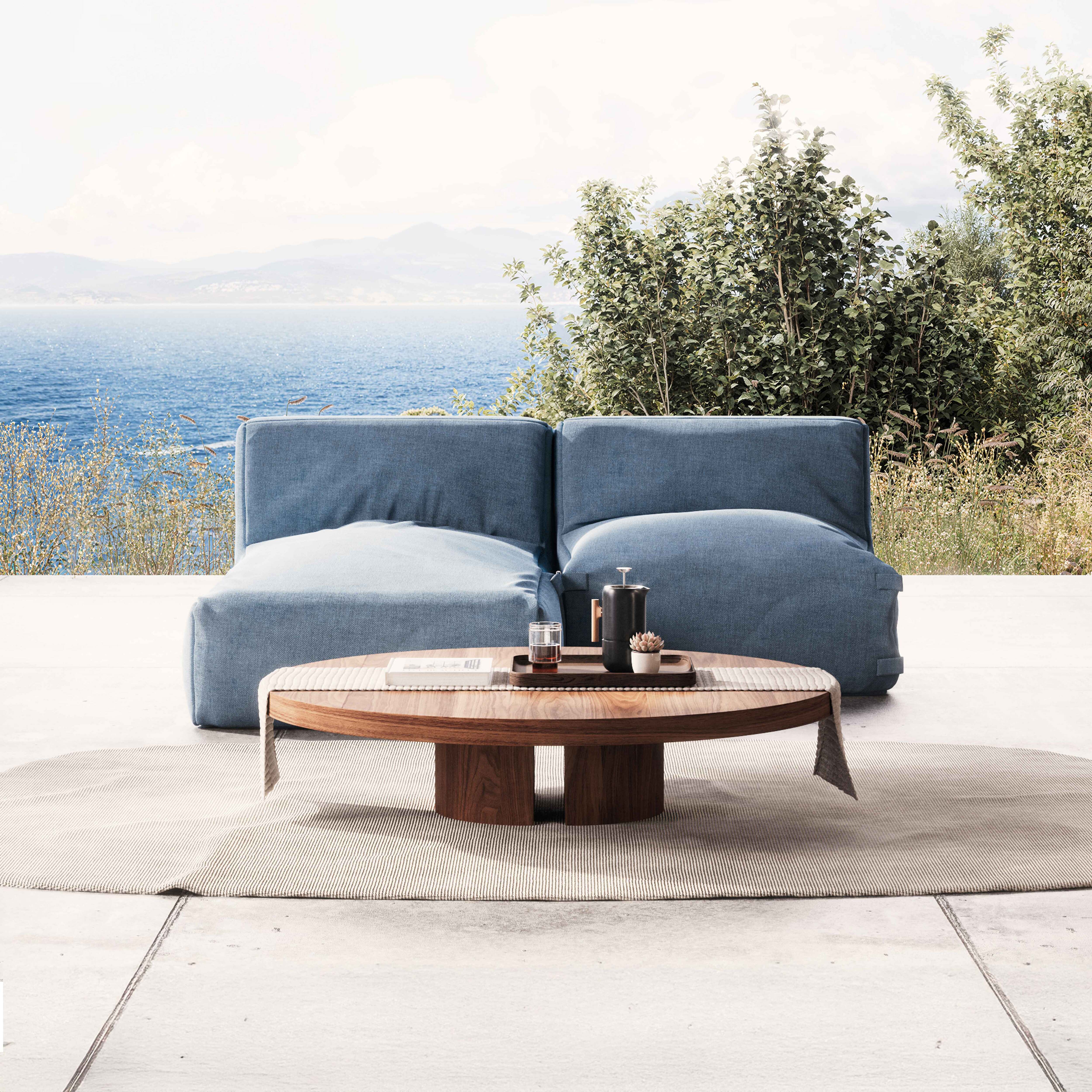 Oviala  Mueble De Jardín Modular De 2 Plazas Con Chaise Longue Pacífico, Mixi Azul , Leroy Merlin