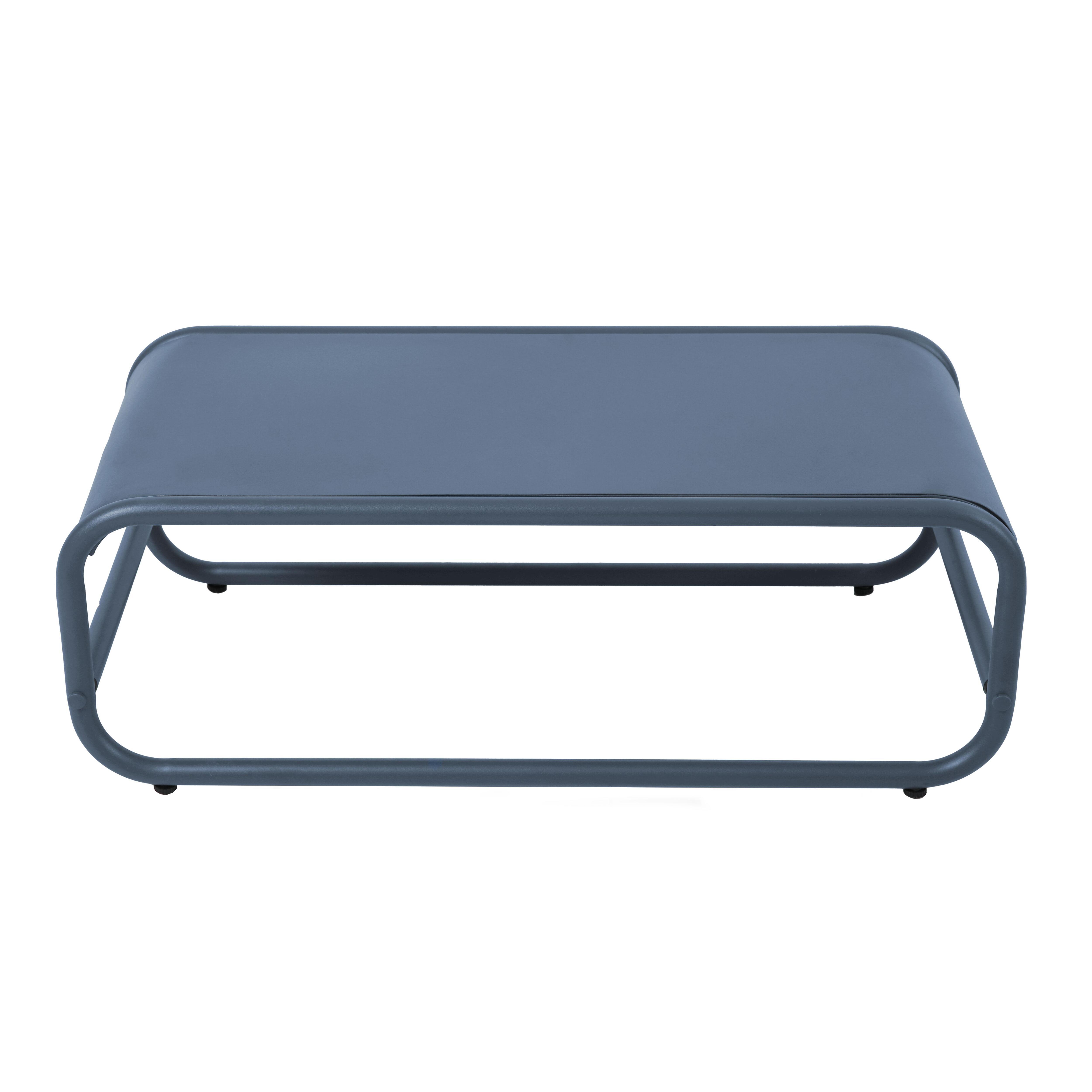 Table basse de jardin en métal 85x40x30 cm bleu pacific, Mixi - Oviala - 5