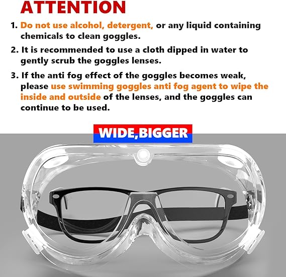 Lunettes de sécurité de protection antibuée, verres transparents, vision large - 6