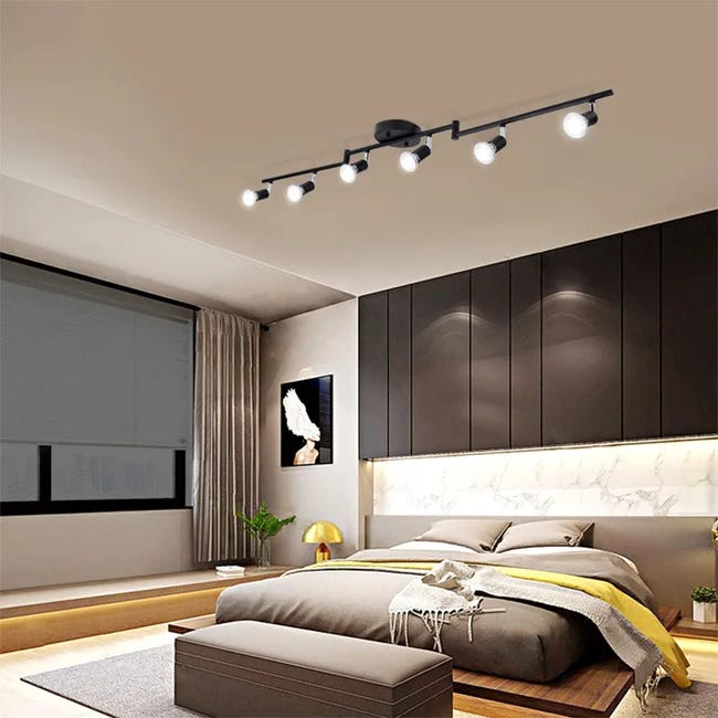 EDO Plafoniera LED OVO 4 Oro Bianco – 4 Faretti Orientabili GU10, Alluminio, Anello Oro, IP20, 590 Mm, Per Soggiorno, Camera, Corridoio