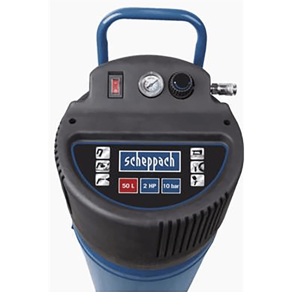 Scheppach Compresseur vertical portatif HC51V – Moteur puissant 1500W – Sans huile – Cuve de 50 L – 10 bar – 220 L/min - 7