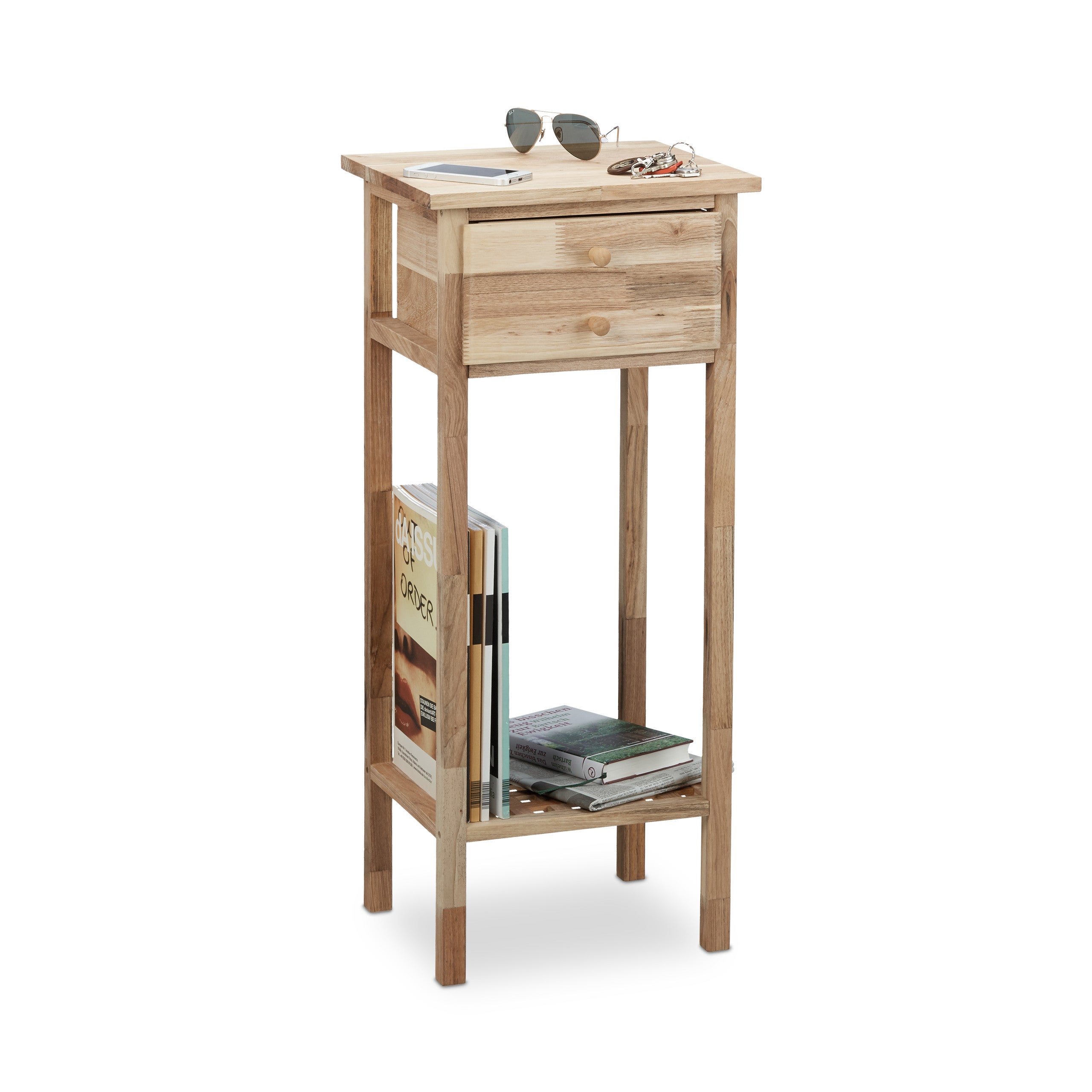 Relaxdays Table console avec 2 tiroirs, 80,5 x 110 x 40 cm, plateau étroit, pour couloir et salon, noir, panneau de fibres