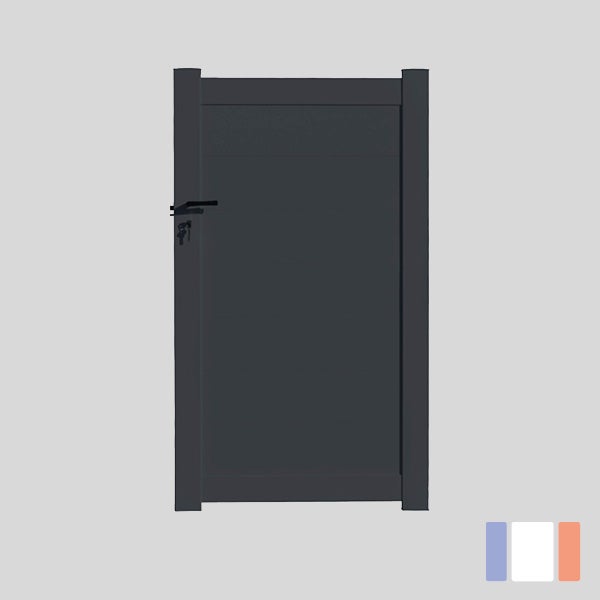 Portillon aluminium modèle plein en kit dimensions L.1000 (entre piliers) x H.1500 mm Couleurs Gris (RAL 7016) - 4