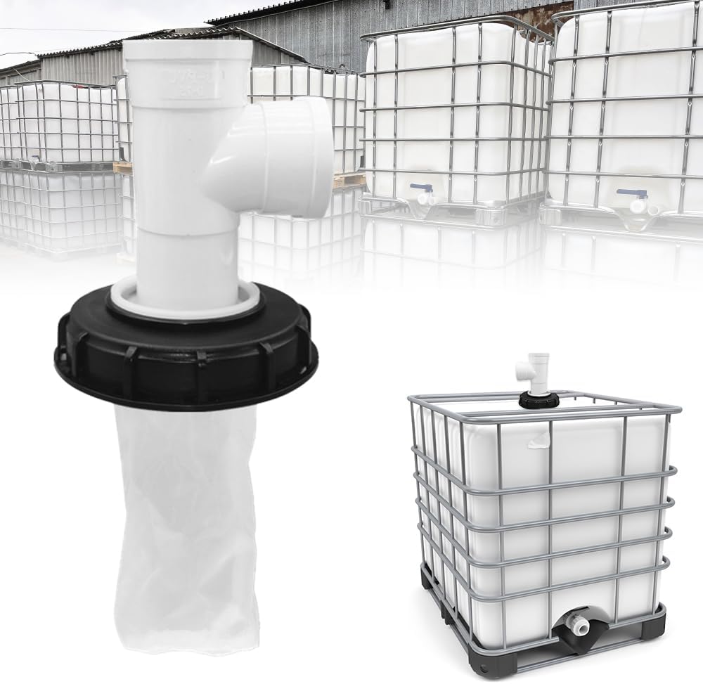 Pokrywa filtra do zbiornika IBC, do zbiorników na deszczówkę 165 mm, łącznik pionowy T, 1 szt.