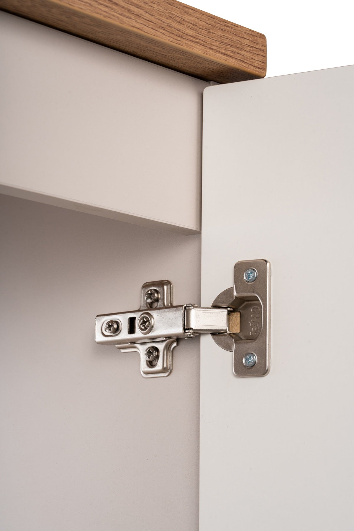 Meuble suspendu sous vasque avec les portes NOVA CACHEMIRE 50 cm et le plan CHÊNE - 7