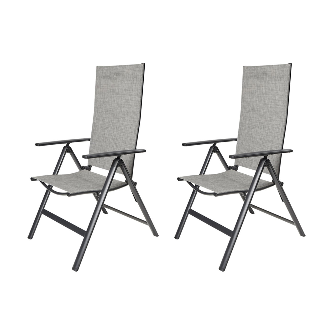 Keddy 1 x krzesło ogrodowe, regulowane oparcie, 7 pozycji czarny/jasnoszary miks.