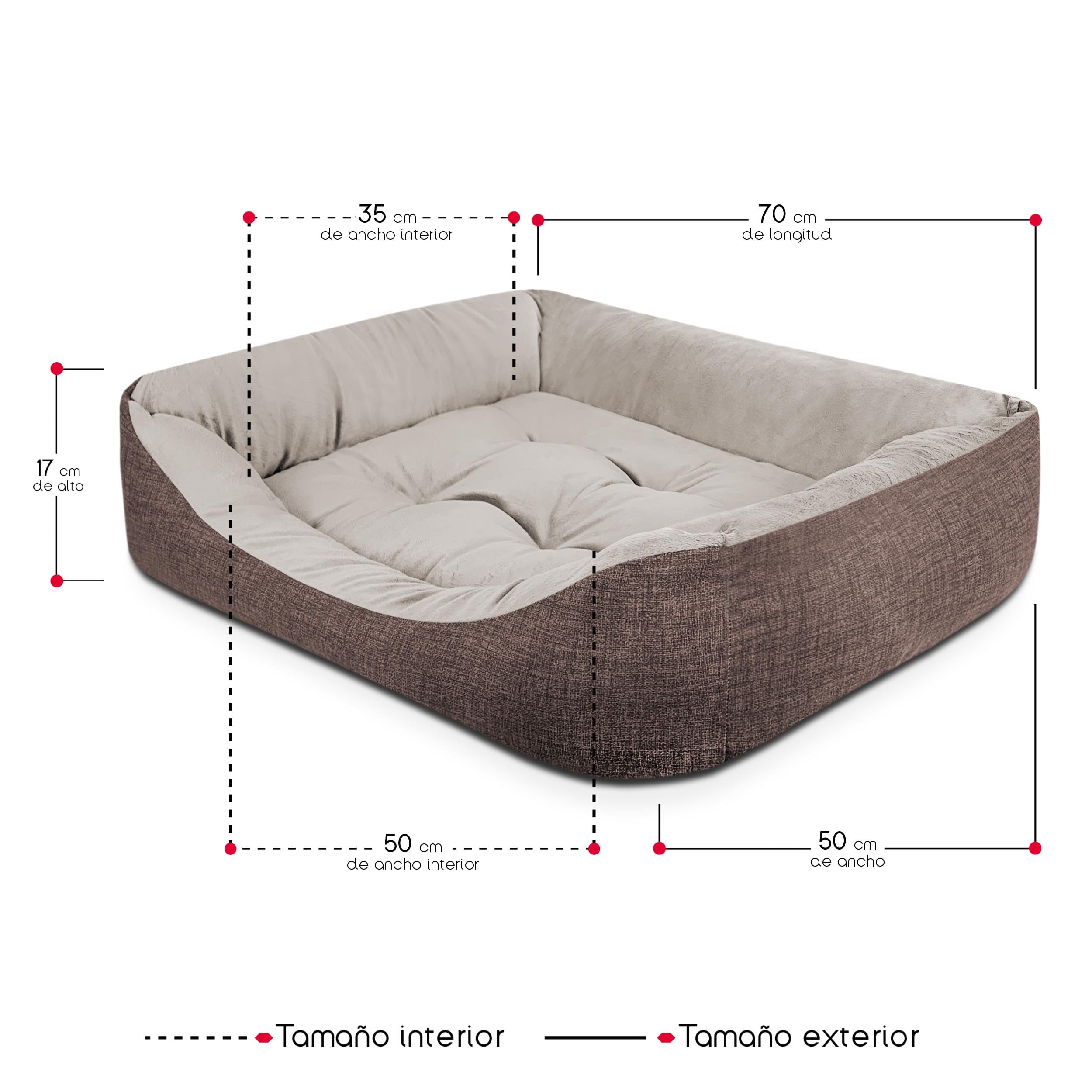 TIENDA EURASIA - Cama de Perro, Terciopelo, Interior de Fibras de Algodón, Mediana, Marron - 5