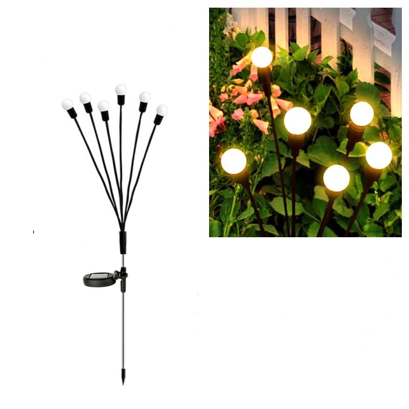 Zestaw 6 lamp ogrodowych LED zasilanych energią słoneczną, IP65, wodoodpornych, idealnych na balkon, do ogrodu, na patio i na ścieżkę (ciepłe białe ś