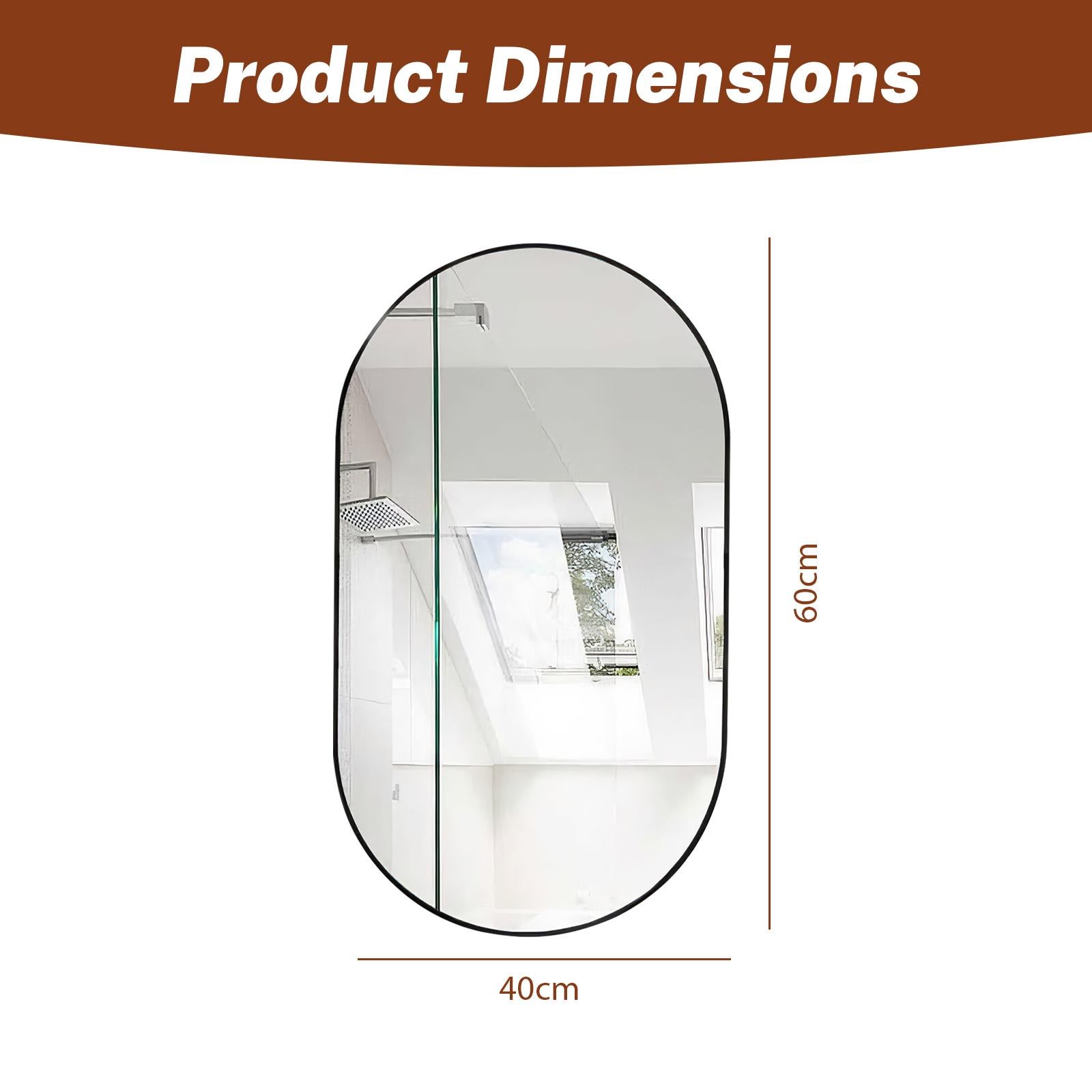 Miroir ovale 40x60 cm en verre haute qualité anti-éclats pour reflet net et protection optimale - 2