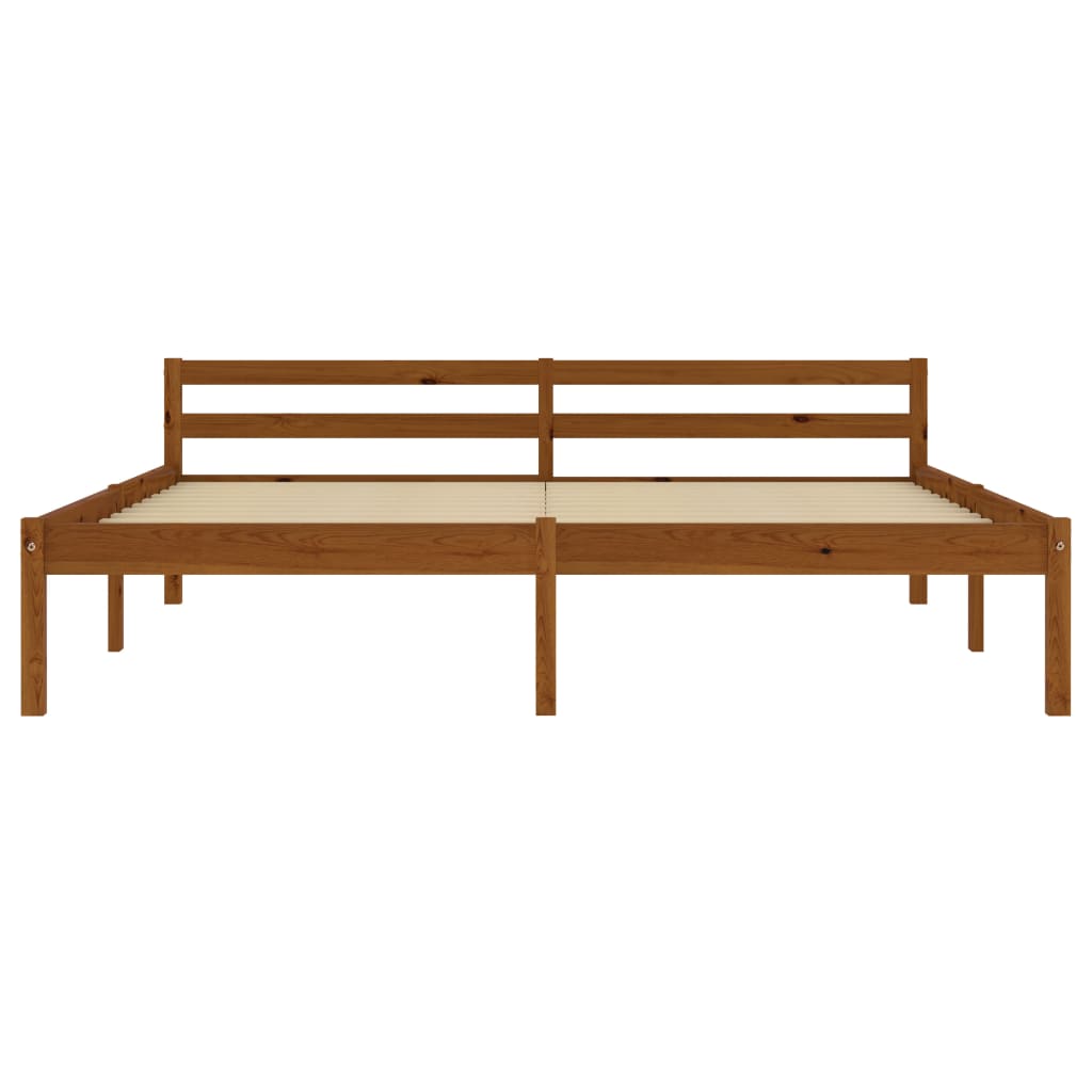 Cadre de lit sans matelas marron miel 160 x 200 cm bois de pin massif - 3