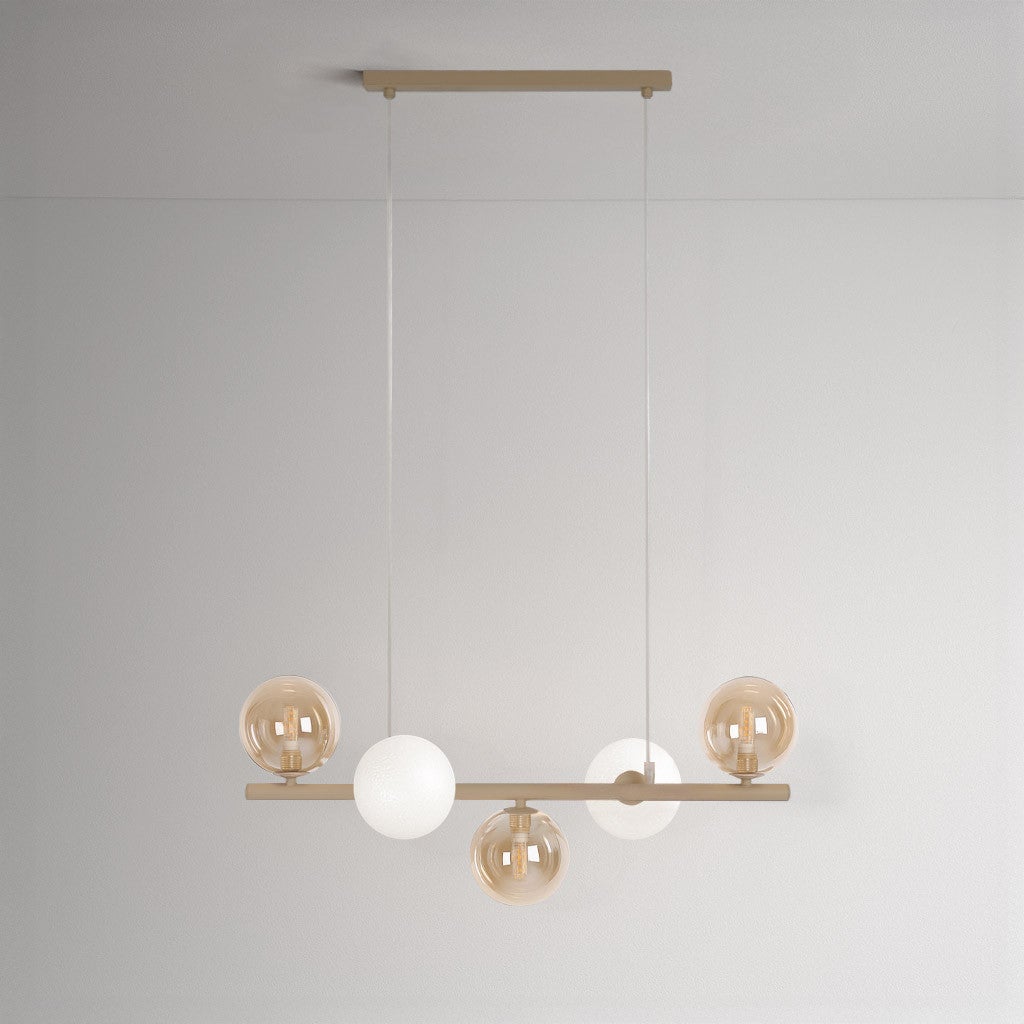 Lampa sufitowa szklane kule LEMO beżowa 5xG9x8W szkło wym:100x65x28cm IP20 Kaja