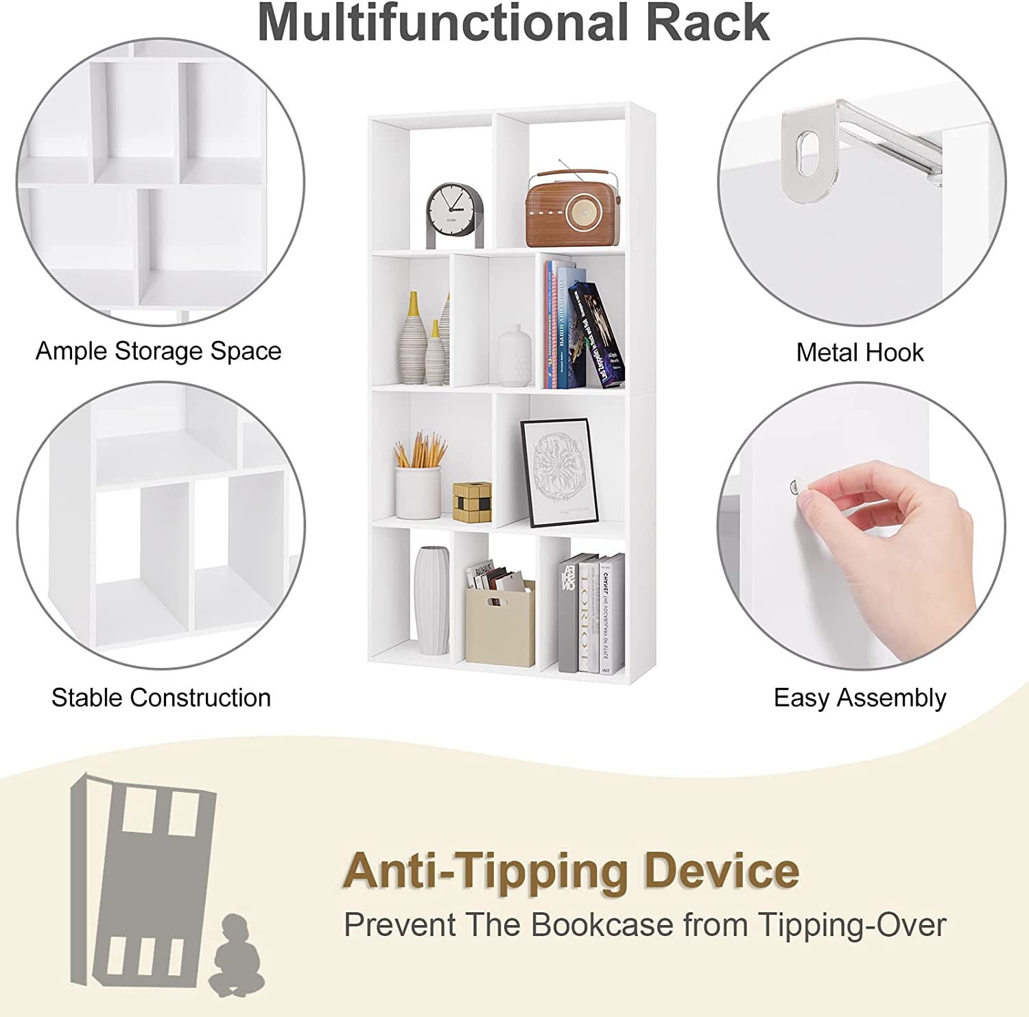 Bibliothèque pour Bureau Blanc H. 120 x l. 60 x P. 20 cm - 5