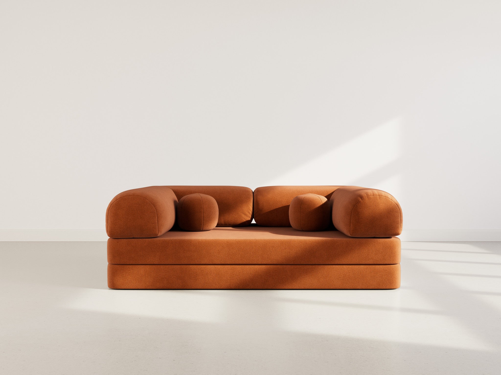 Canapé droit convertible 3 places en velours texturé terracotta - NEBULA - Best Mobilier - 2