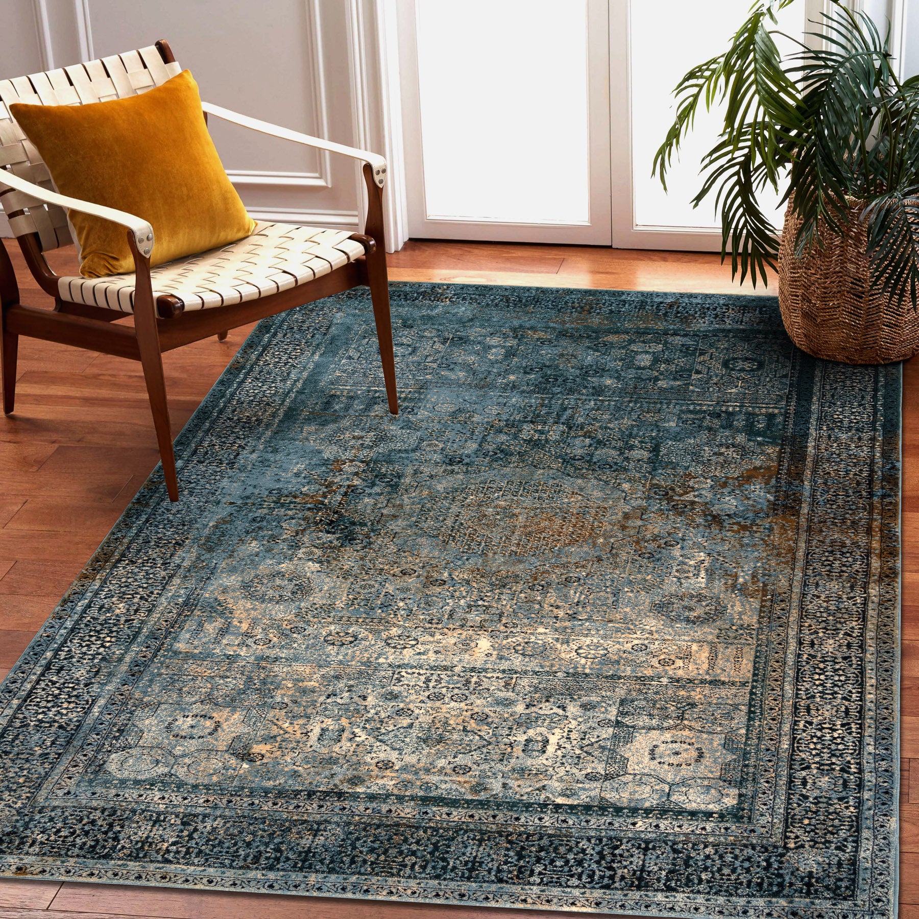 Tappeto di lana OMEGA Mamluk Vintage, rosetta blu scuro 170x235 cm - 4