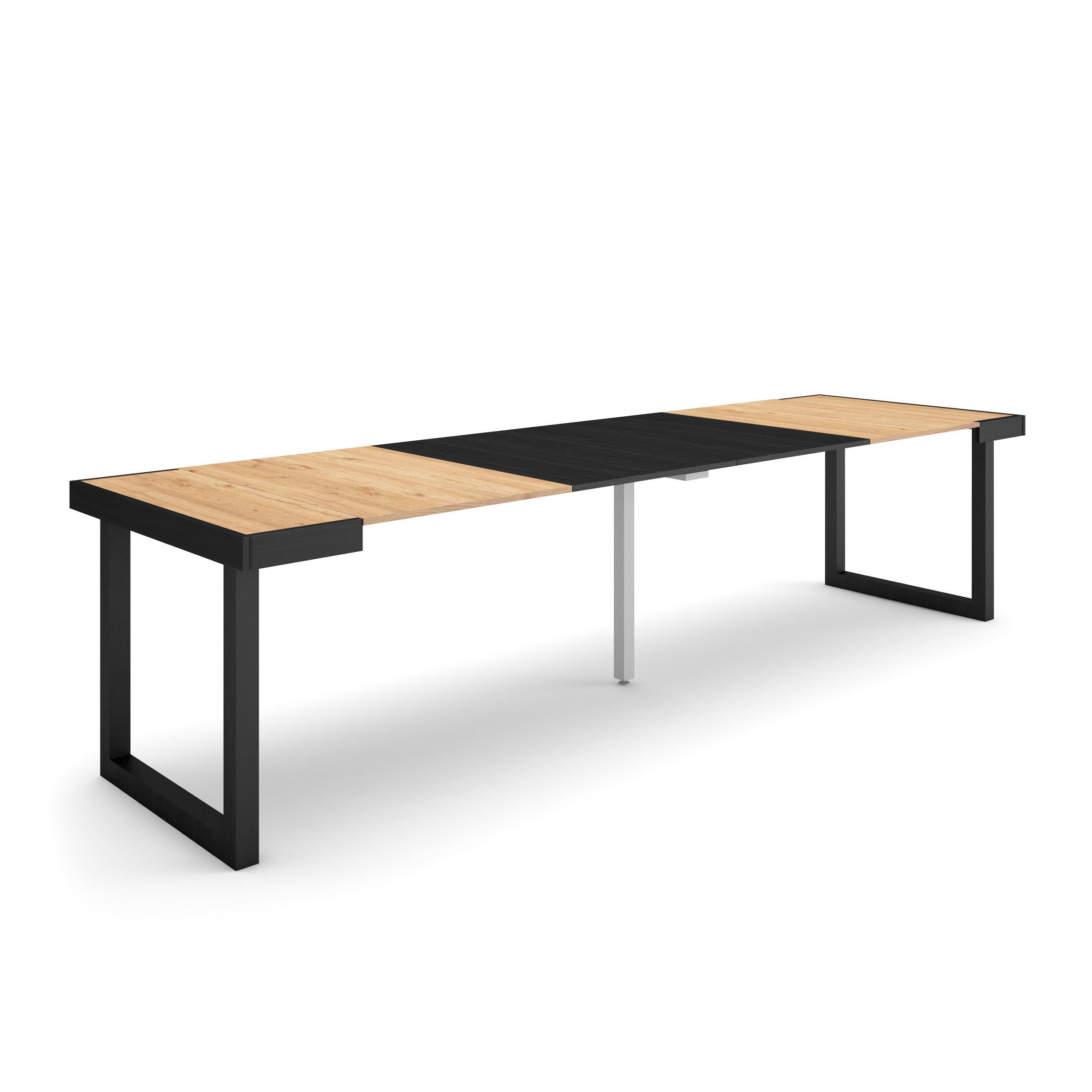 Table Console Extensible Pour Personnes Pieds Bois Massif Ch Ne Et Noir Leroy Merlin