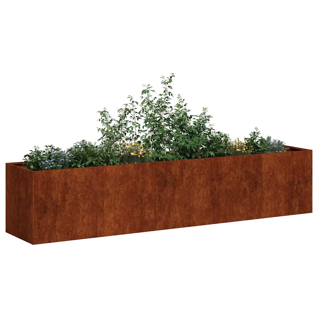 vidaXL Jardinière rouillé 200x40x40 cm acier inoxydable - 3