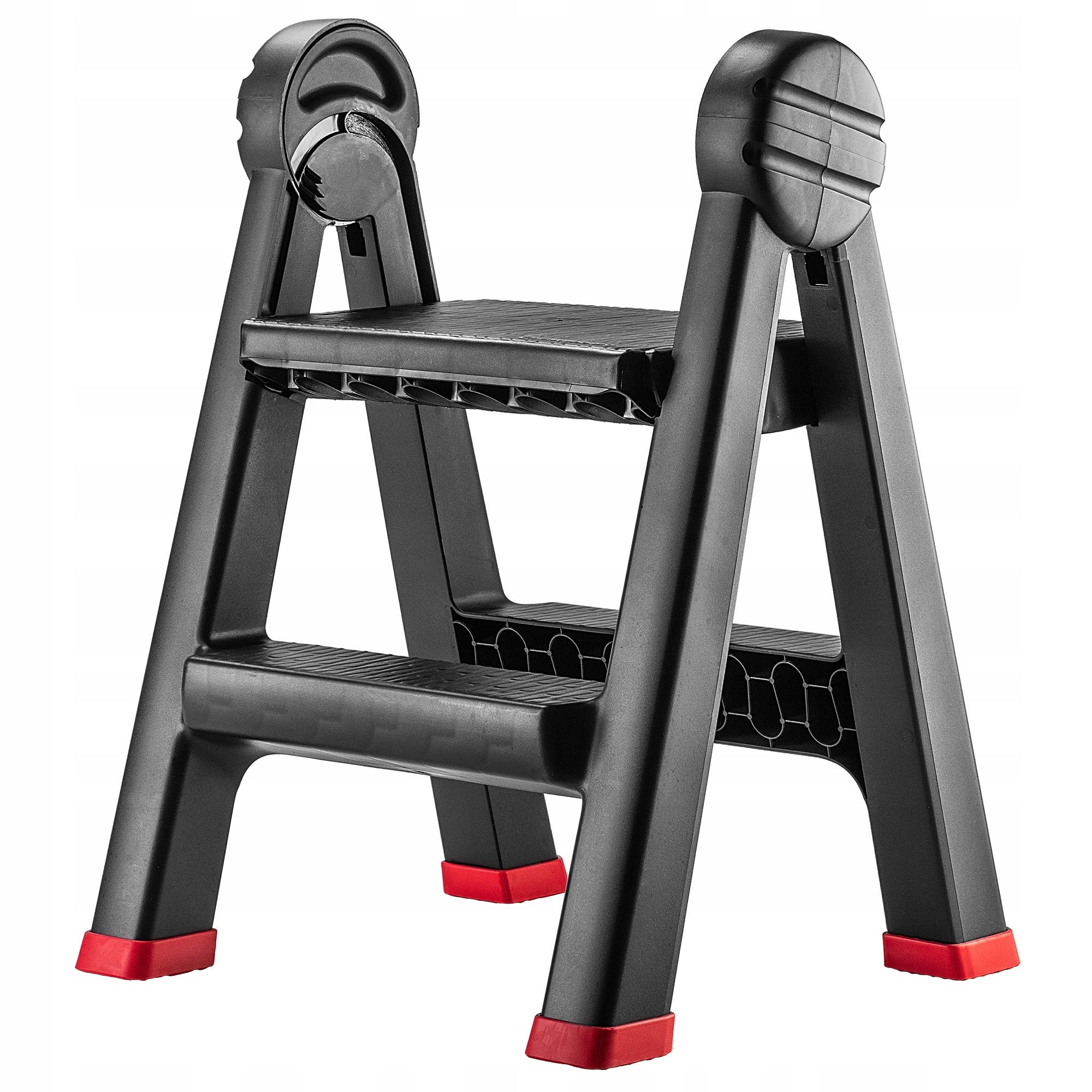 KADAX Escabeau pliant pour atelier, 47 x 44 x 63 cm, en plastique, avec 2 marches, charge maximale 150 kg, marchepied de bureau (2 marches/noir) K6433 - 2