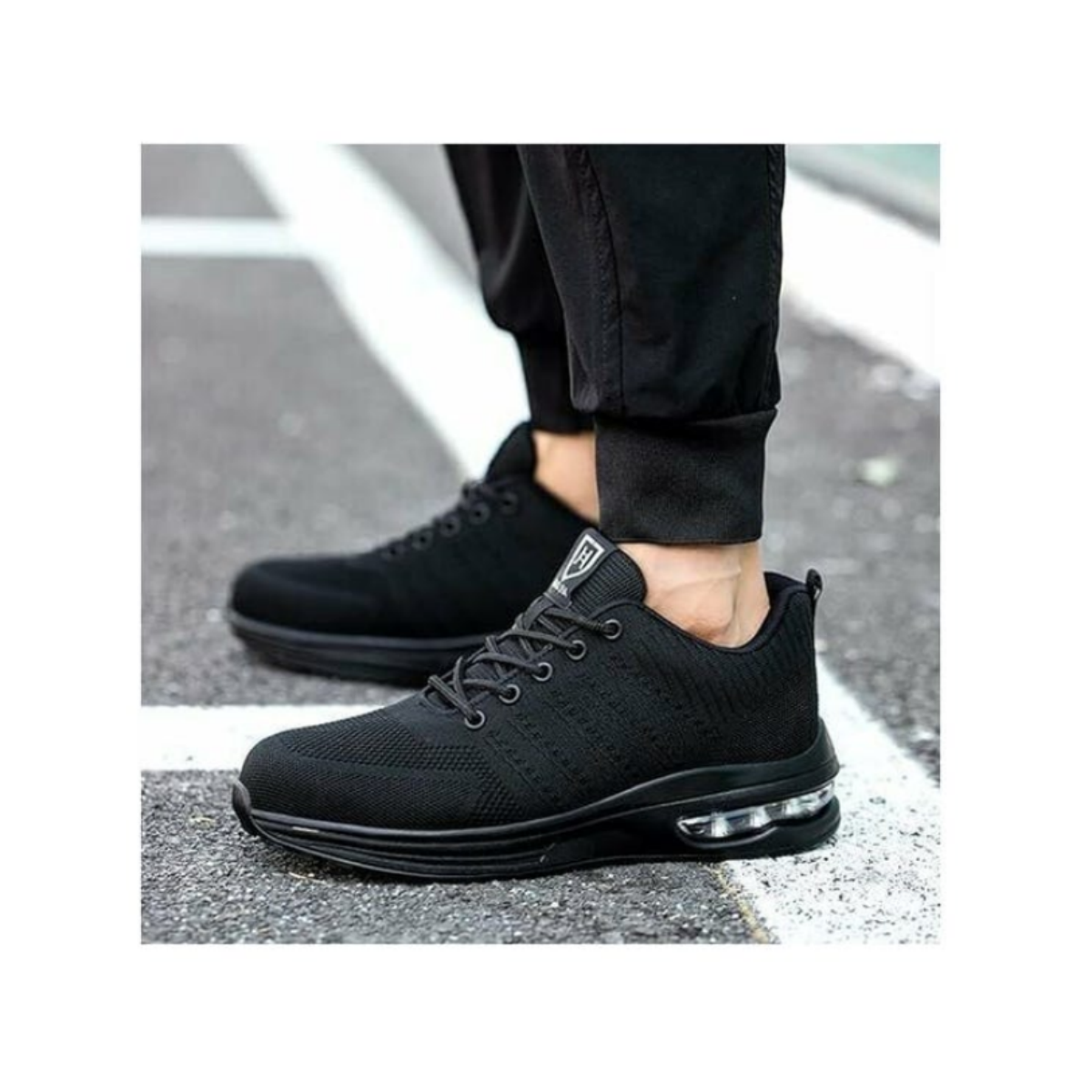 Chaussures de Securité Hommes Femmes Legere Basket de Securite Respirante Confortable Chaussure de Travail avec Embout en Acier Noir Taille 41 - 7