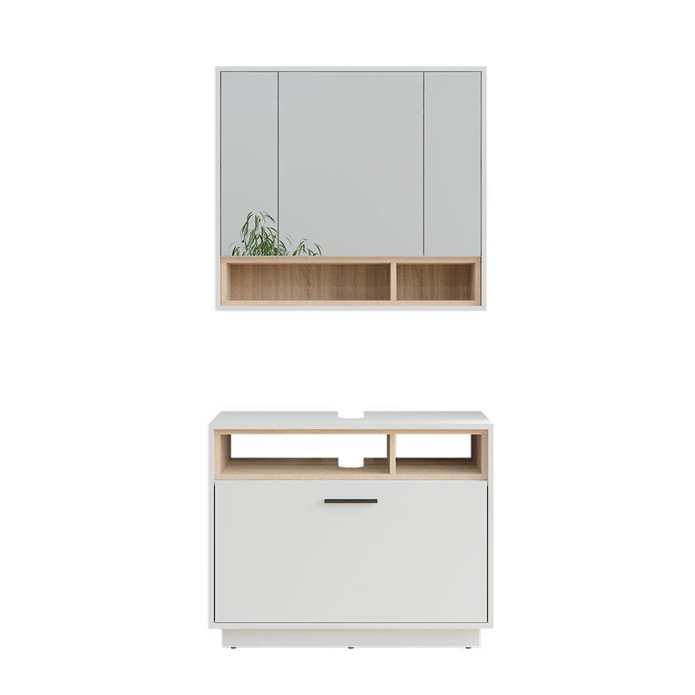 Vicco Zestaw mebli łazienkowych Beatrice, Biały/Sonoma, 2 części