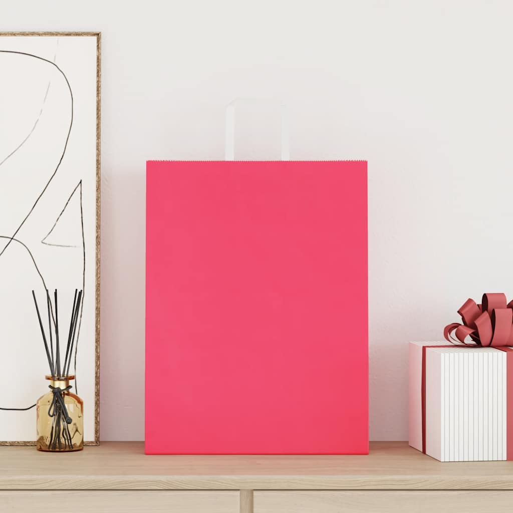 Torby papierowe 250 szt. z uchwytami Różowe 32x12x42 cm vidaXL