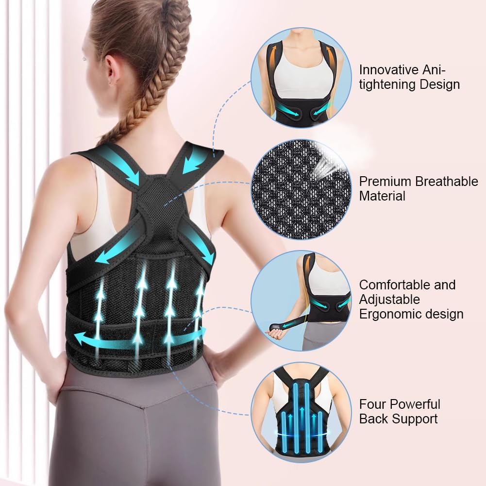 Posture Correcteur Dos Femme Homme, Réglable Correcteur de Posture, Posture Dos Redresse, Ceinture de Correction (L) - 5