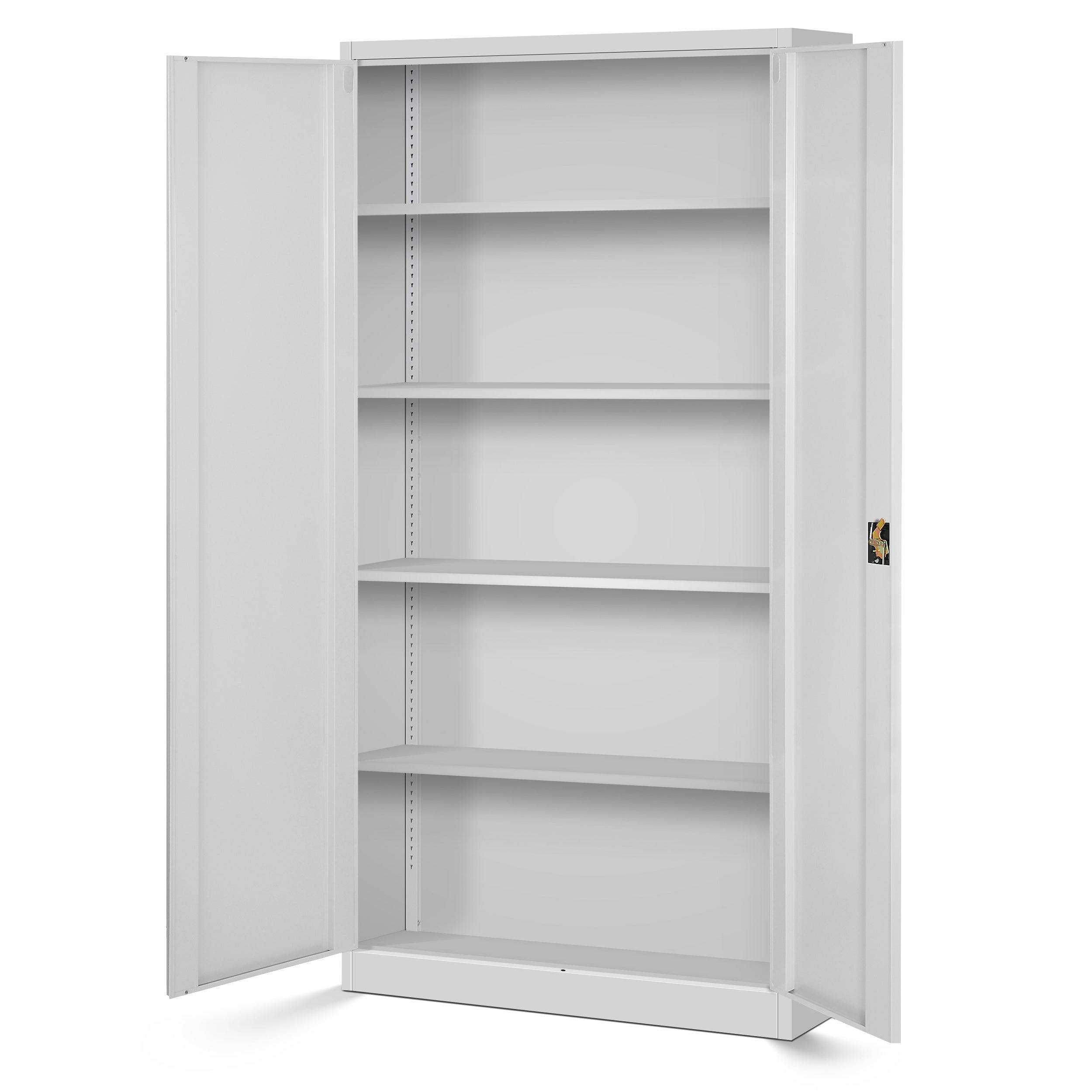 Armoire de Bureau de Rangement Métallique 4 étagères réglables 185 cm x 90 cm x 40 cm Gris - 2