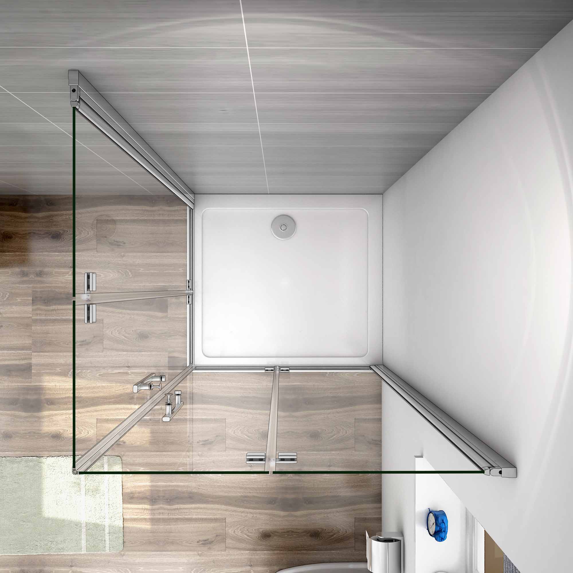 AICA Mampara de Ducha Rectangular Angular Plegable 6mm Antical Tamaño:(980-1000)x(1180-1200)x1850mm - 3