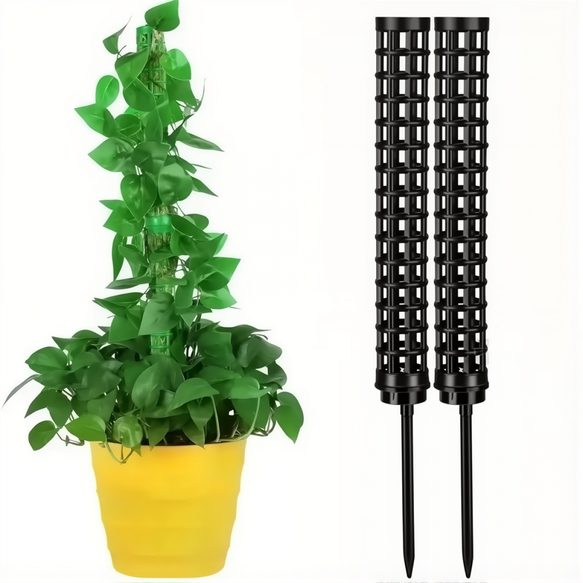 Składany, leśny słupek z pianki o długości 24 cm jako podpórka do Monstery, ręcznie robione podpórki x2 dla roślin doniczkowych rosnących w górę