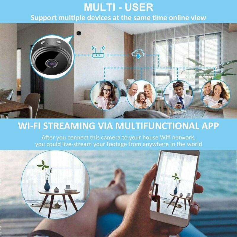 Mini Camera Espion sans Fil HD 1080P Spy Caméra de Surveillance WiFi avec Vision Nocturne et Detecteur, Caméra Video Surveillance - 5