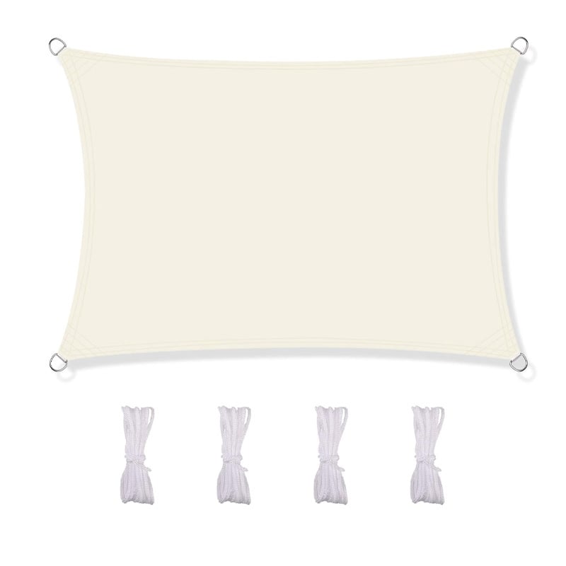 Żagiel przeciwsłoneczny prostokątny, wodoodporny i odporny na promieniowanie UV, na patio, do ogrodu, na trawnik, 2 x 3 m, beżowy