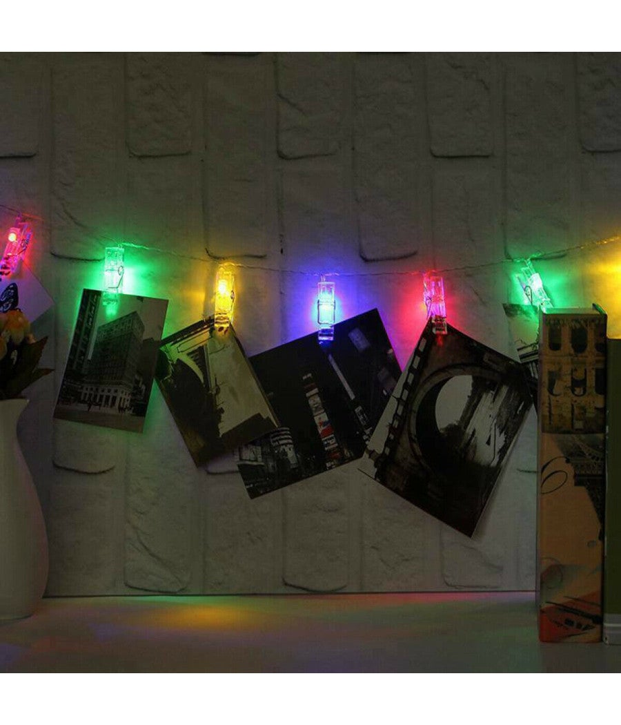Trade Shop - Catena Luminosa 10 Mollette Led Ghirlanda Stringa Per Appendere Foto Multicolor - - 6