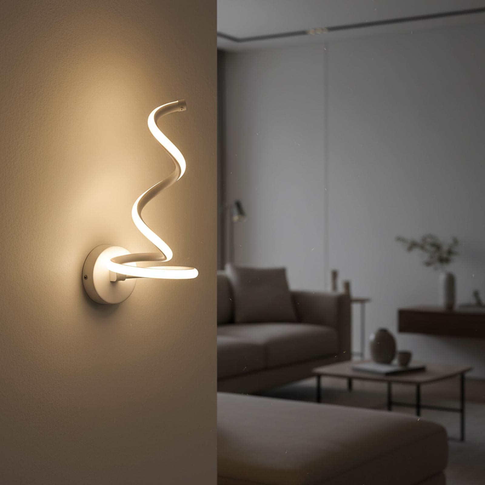 Applique murale LED moderne 12 W avec température de couleur réglable sur 3 niveaux de 3000K à 6500K design spiralé, idéale pour chambre ou salon 230V - 8