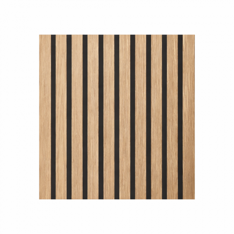 Dekoracyjny panel ścienny z listew drewnianych, listew MDF i filcu PET, zestaw 12 sztuk, 60x60 cm, dźwiękochłonna okładzina ścienna, dąb.