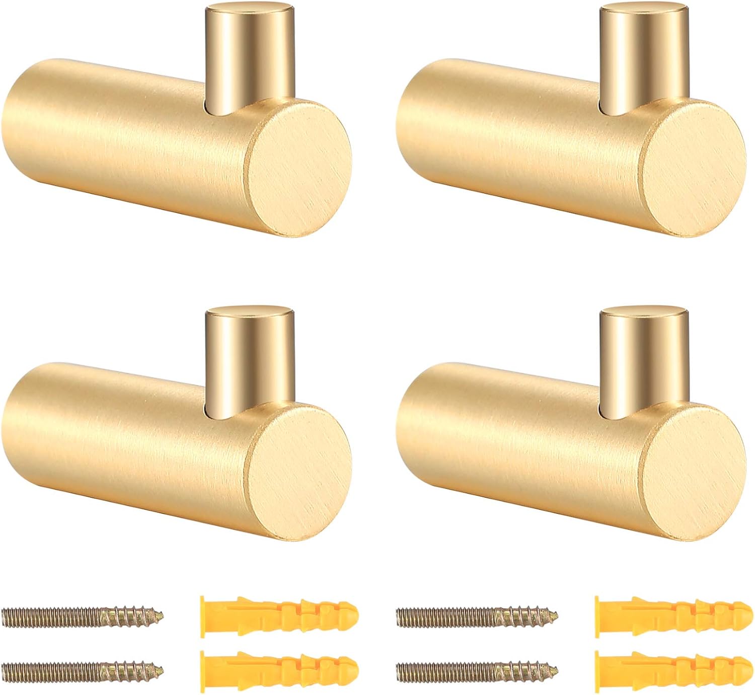 4 sztuki Mosiężnych Haczyków Ściennych na Płaszcze, Złoty Wieszak na Ubrania, Wieszak na Szaliki, Kapelusze, Torby do Przechowywania, ze Śrubami